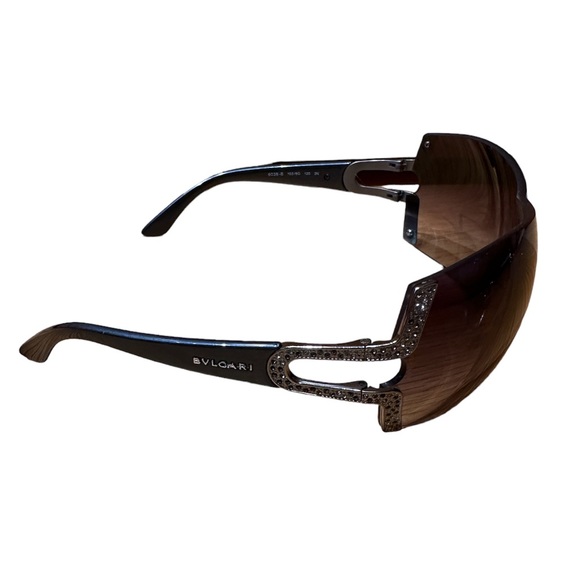 BVLGARI Accessories - COPY - Bvlgari Shield Sunglasses-Brown & Dark Gray/Black with Swarovski Crystals